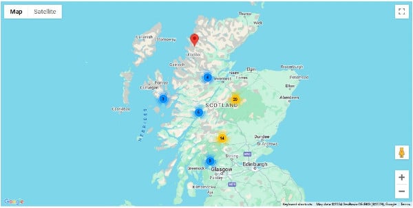 Click here to use the in your element activity finder map of scotland