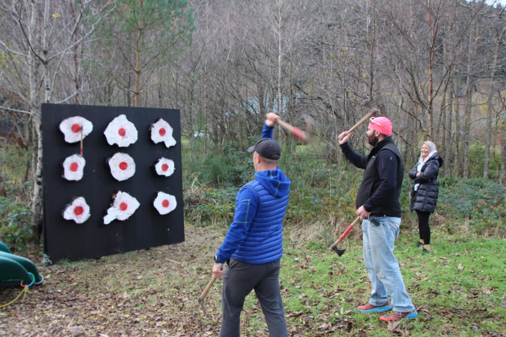 throwing axes at target