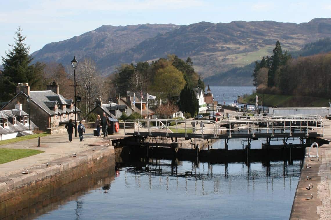 Fort augustus canal locks. looking towards loch ness from the top of the locks.
