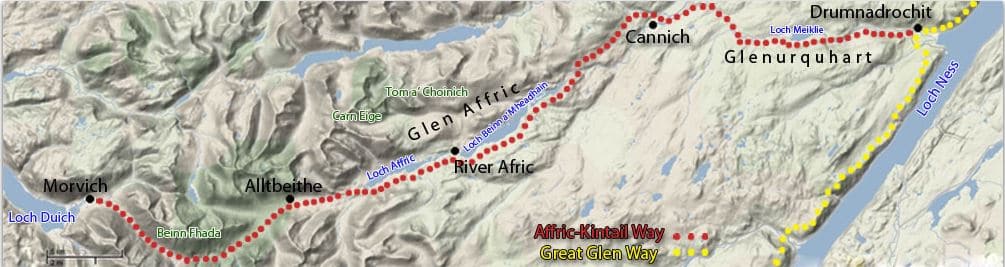 map of glen affric and kintail way