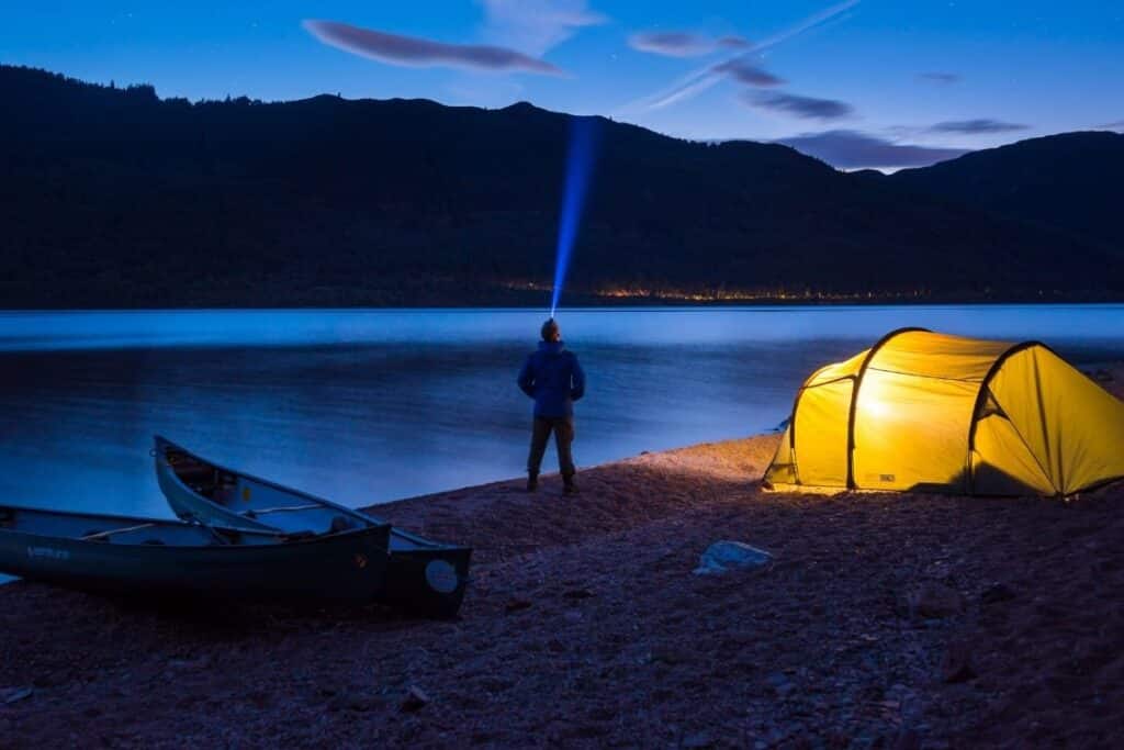 canoe camping loch ness at night