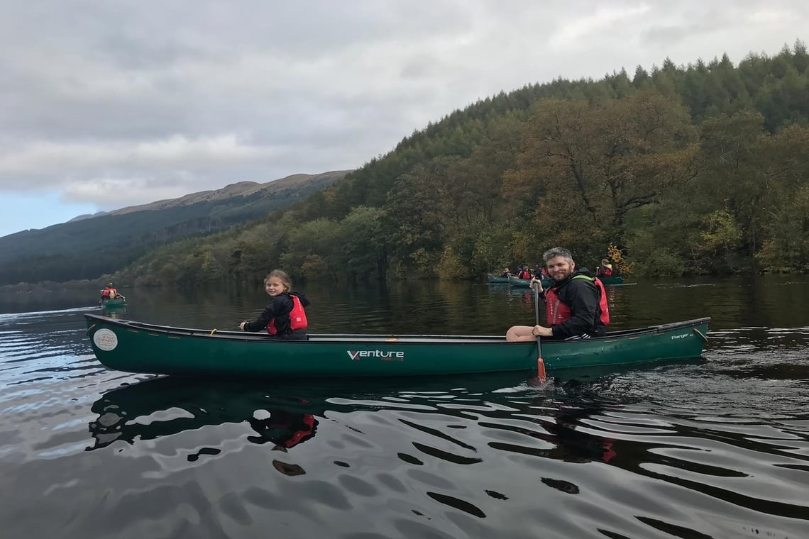 Guided canoeing on Loch Lubnaig, Scotland