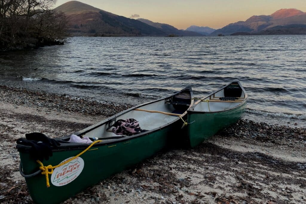 Sunset canoe loch lomond